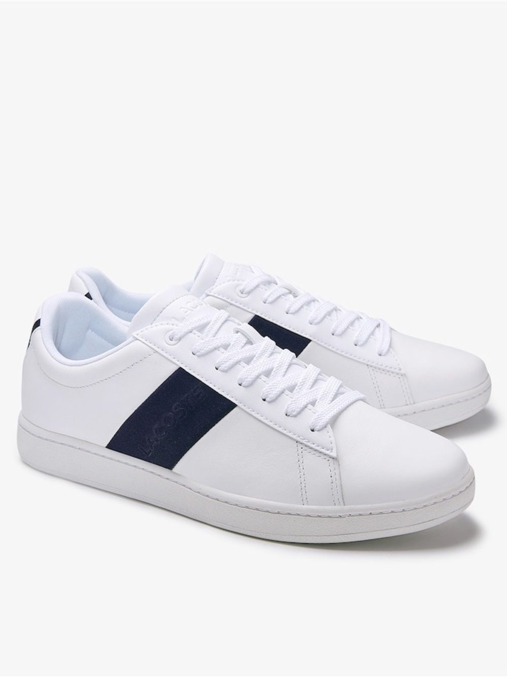 Lacoste Carnaby White/Navy Leather Sneakers Shoes Mens Size 11